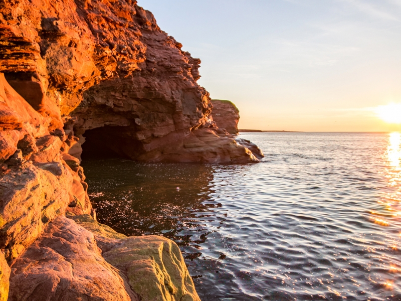 Cape Tryon, sunset, cave