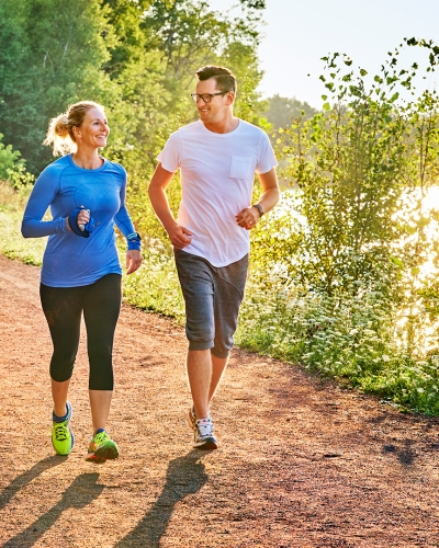 Confederation Trail, Montague, runners, morning sun