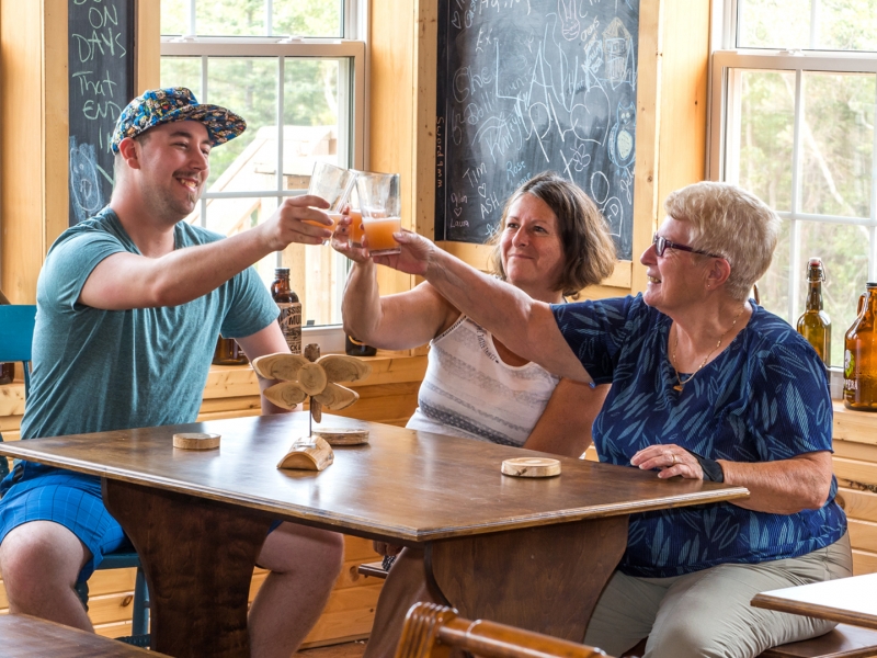 Moth Lane Brewing, cheers, beer, group at table