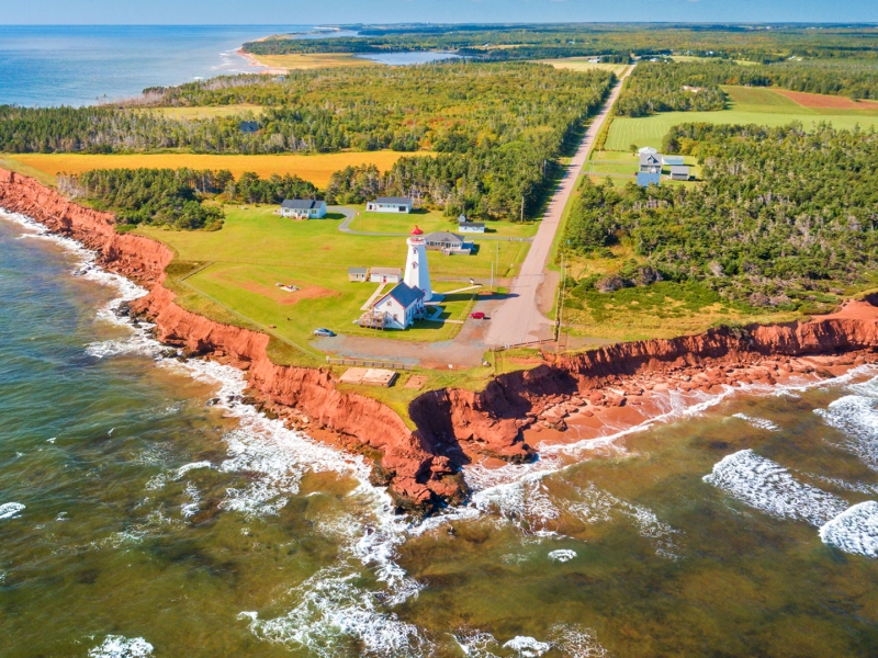 EAST point, ocean, cliffs, forest, lighthouse