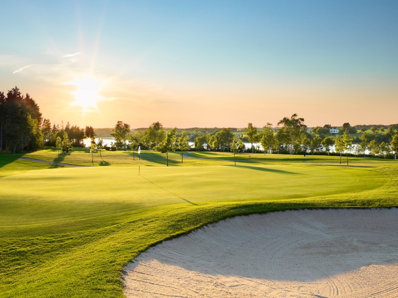 Sun shining on the golf course 