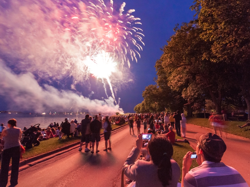 Crowd viewing fireworks from Victoria Park, Charlottetown 