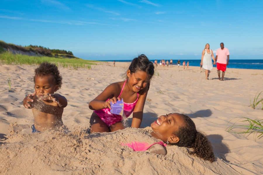 Kids playing in the sand