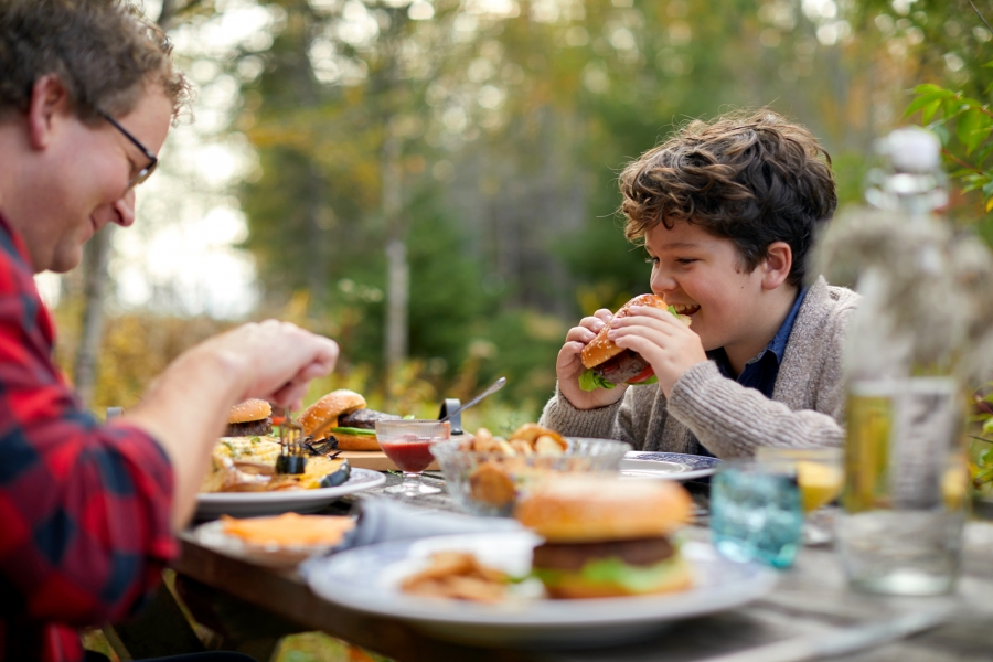 Father and son dining