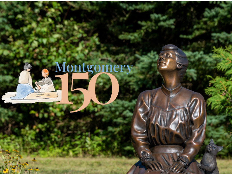 Montgomery 150 logo with image of statue at Montgomery Park, Cavendish